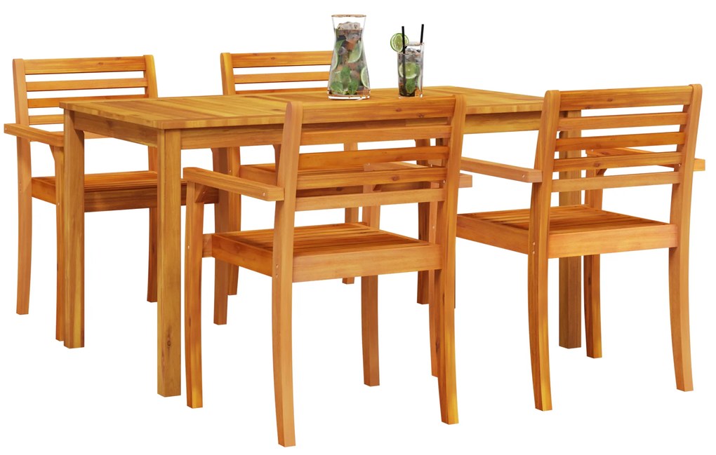 vidaXL Σετ Φαγητού 5 pcs Καστανό 140 x 80 x 74 cm Μασίφ ξύλο ακακίας