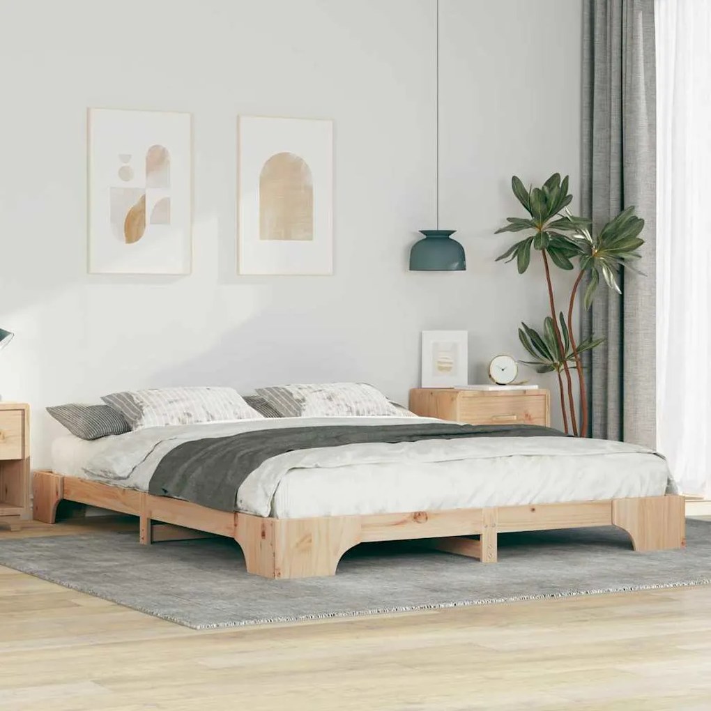 vidaXL Κρεβάτι δαπέδου με αποθήκευση Καφέ 160 x 210 cm ξύλο