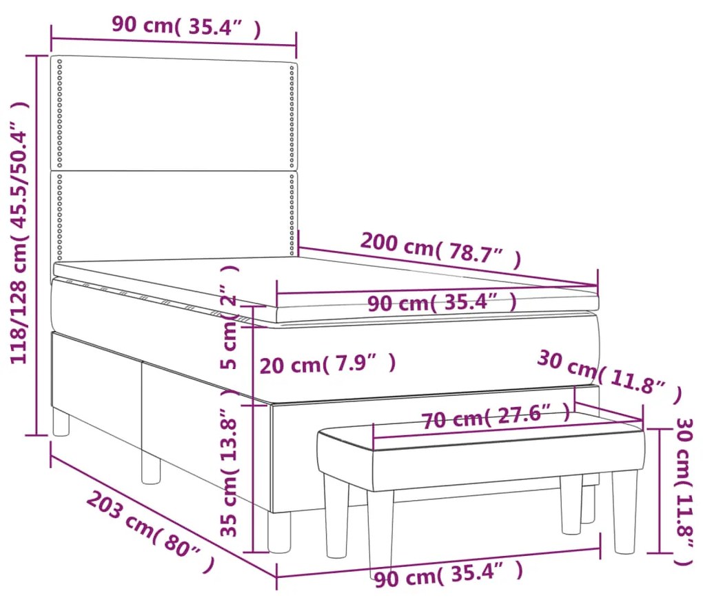 ΚΡΕΒΑΤΙ BOXSPRING ΜΕ ΣΤΡΩΜΑ TAUPE 90X200 ΕΚ. ΥΦΑΣΜΑΤΙΝΟ 3137049