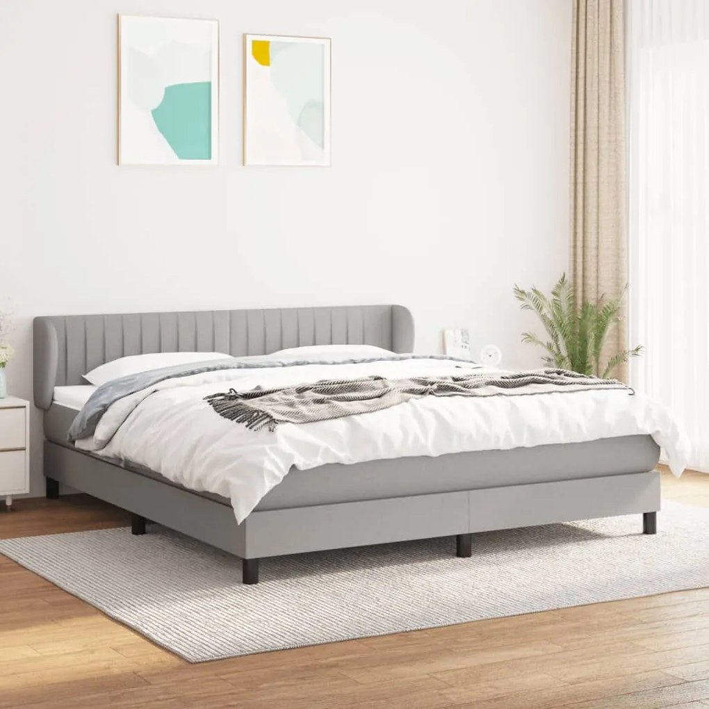 ΚΡΕΒΑΤΙ BOXSPRING ΜΕ ΣΤΡΩΜΑ ΑΝΟΙΧΤΟ ΓΚΡΙ 180X200 ΕΚ. ΥΦΑΣΜΑΤΙΝΟ 3126421