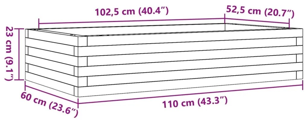 Ζαρντινιέρα Κήπου Λευκή 110x60x23 εκ. από Μασίφ Ξύλο Πεύκου - Λευκό