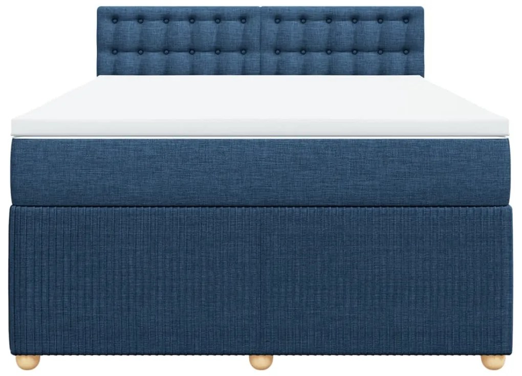 vidaXL Κρεβάτι Boxspring με Στρώμα Μπλε 140x200 εκ. Υφασμάτινο