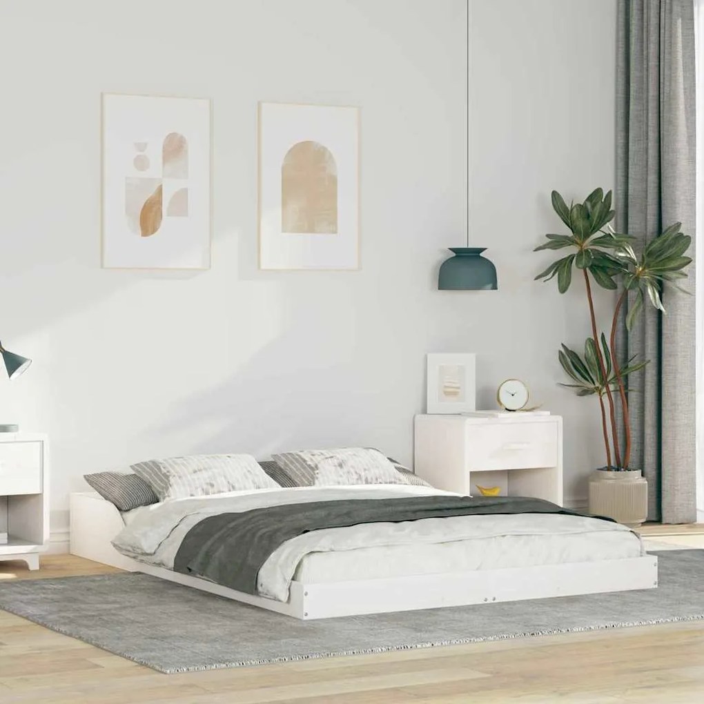 vidaXL Σκελετός Κρεβατιού Λευκό 140 x 190 cm Μασίφ ξύλο πεύκου