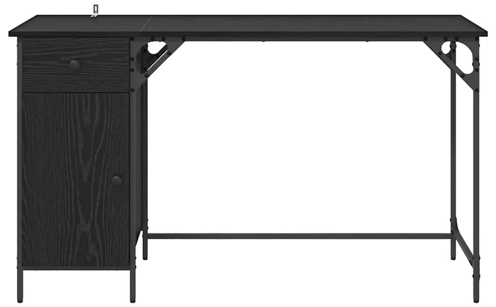 vidaXL Γραφείο Υπολογιστή με συρτάρι Μαύρη Οξυά 131 x 48 x 75 εκ.