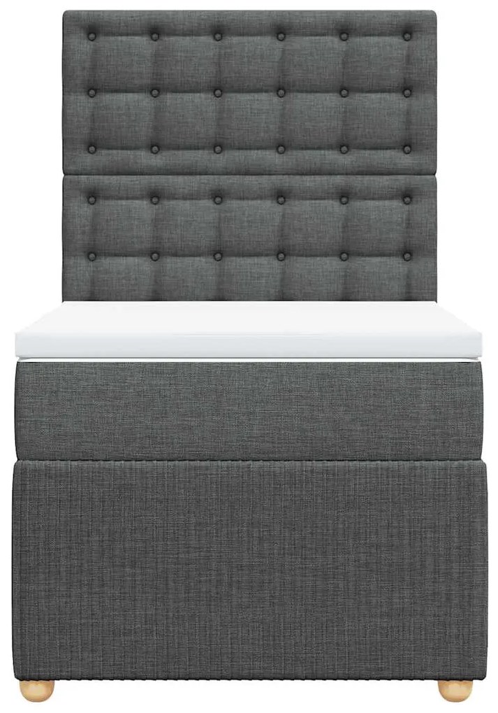 vidaXL Κρεβάτι Boxspring με Στρώμα Σκούρο Γκρι 90x200 εκ. Υφασμάτινο