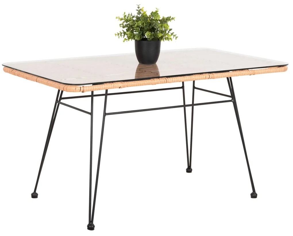 ΤΡΑΠΕΖΙ ΕΞ.ΧΩΡΟΥ ΧΑΜΗΛΟ ALLEGRA ΜΑΥΡΟ ΜΕΤΑΛΛΟ-ΜΠΕΖ WICKER 95X55X51.5Yεκ.