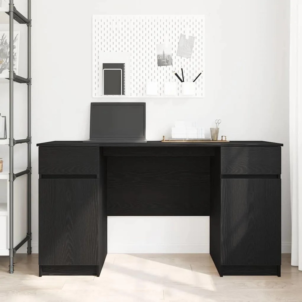 vidaXL Γραφείο με ράφι Μαύρη δρυς 140 x 49 x 76 εκ. Επεξεργασμένο ξύλο