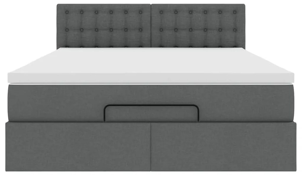vidaXL Οθωμανικό κρεβάτι με στρώμα Σκούρο γκρι 140x200cm ύφασμα