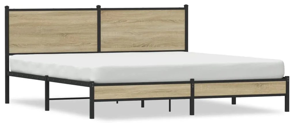vidaXL Σκελετός Κρεβ. Χωρίς Στρώμα Sonoma Δρυς 180x200 εκ. Μεταλλικό