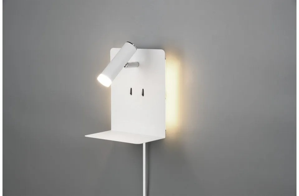 Απλίκα Φωτιστικό Τοίχου 1xLED 3W 2xLED 1,5W Reading Light-Ράφι USB Element Trio Lighting-222570231-Λευκό 222570231