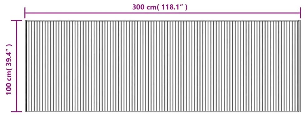 Χαλί Ορθογώνιο Γκρι 100 x 300 εκ. Μπαμπού - Γκρι