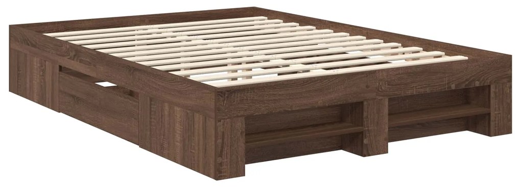 vidaXL Σκελετός Κρεβατιού Καφέ δρυς 140 x 200 cm Επεξεργασμένο ξύλο