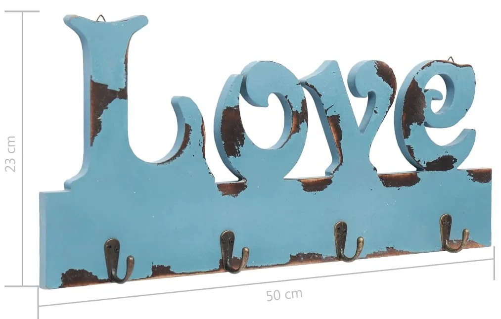 vidaXL Κρεμάστρα Τοίχου «LOVE» 50 x 23 εκ.