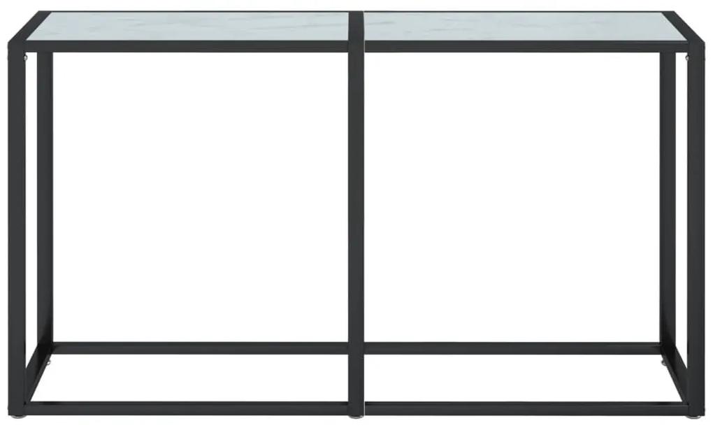 Τραπέζι Κονσόλα Λευκό Όψη Μαρμάρου 140x35x75,5 εκ. Ψημένο Γυαλί - Λευκό