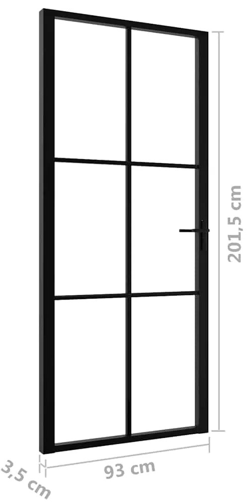vidaXL Πόρτα Εσωτερική Μαύρη 93 x 201,5 εκ. από Γυαλί ESG / Αλουμίνιο