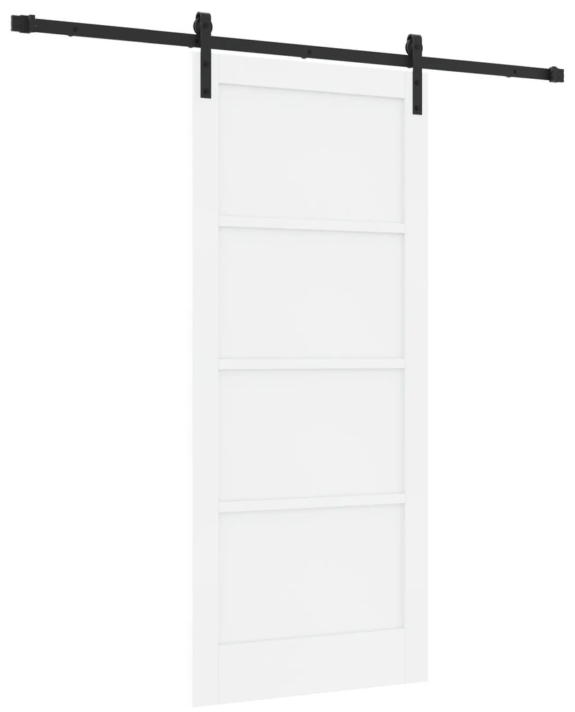 vidaXL Συρόμενη Πόρτα με Σετ Υλικών Λευκή 86x198.5 εκ. Στερεό Ξύλο Πεύκου