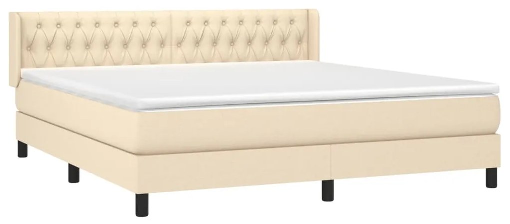 Κρεβάτι Boxspring με Στρώμα Κρεμ 180x200 εκ. Υφασμάτινο - Κρεμ