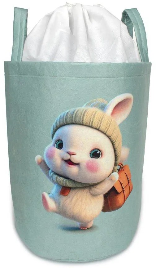 Παιδικό Καλάθι Αποθήκευσης Happy Bunny 42 50X30X45 cm Βεραμάν Υφασμάτινο - DIMcol