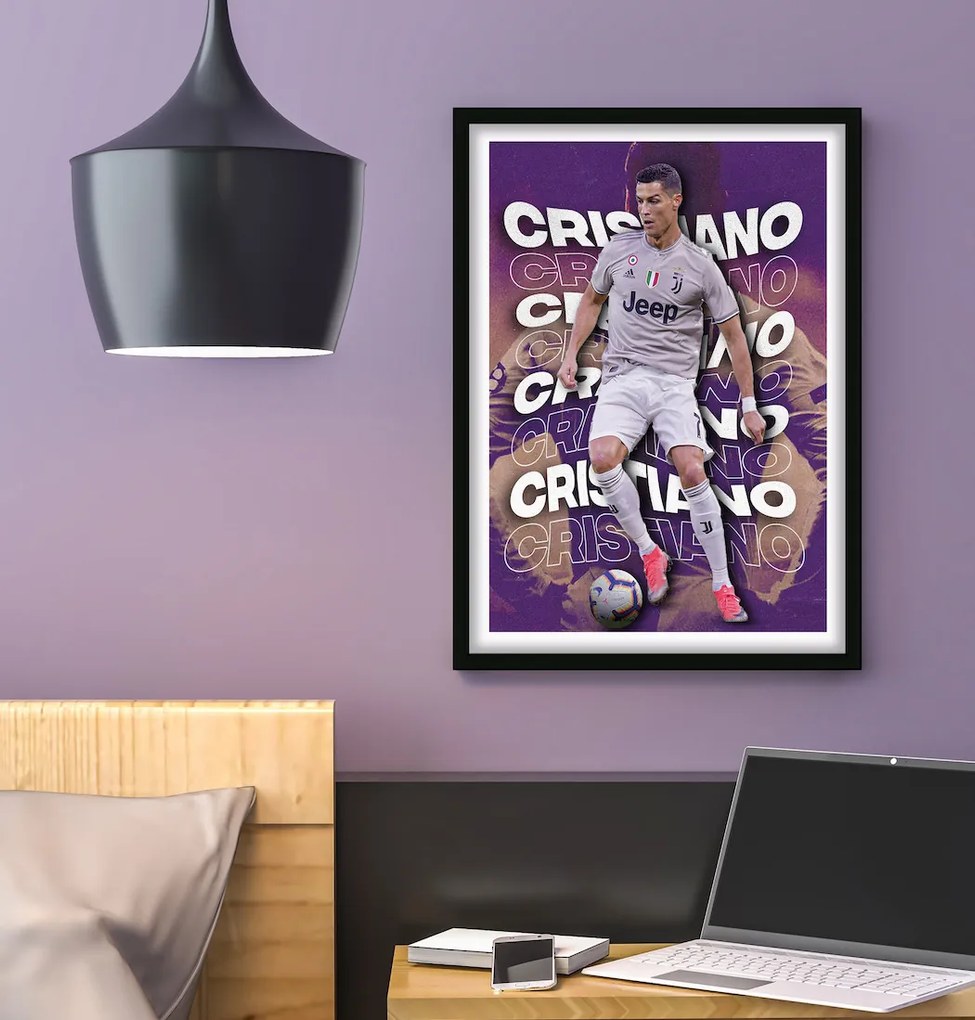 Πόστερ &amp; Κάδρο Cristiano Ronaldo SC043 30x40cm Μαύρο Ξύλινο Κάδρο (με πόστερ)