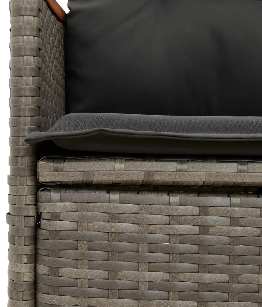 vidaXL Καρέκλες Κήπου Ανακλ/νες 2 τεμ. Γκρι Συνθ. Ρατάν + Μαξιλάρια