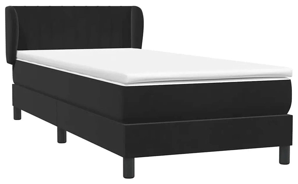 vidaXL Κρεβάτι Boxspring με Στρώμα Μαύρο 80x220 εκ. Βελούδινο