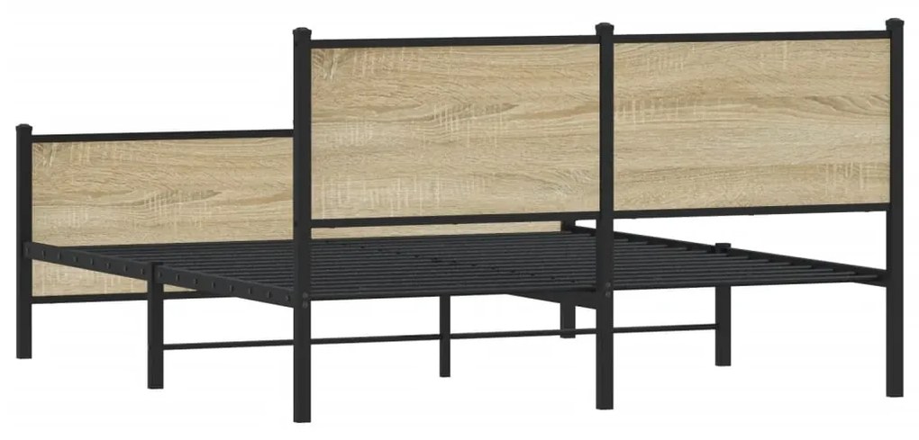 vidaXL Σκελετός Κρεβ. Χωρίς Στρώμα Sonoma Δρυς 160x200 εκ. Μεταλλικό