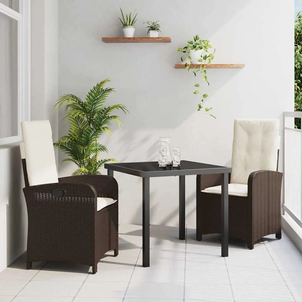 vidaXL Σέτ φαγητού για κήπο 3 pcs Καφέ συνθετικό ρατάν