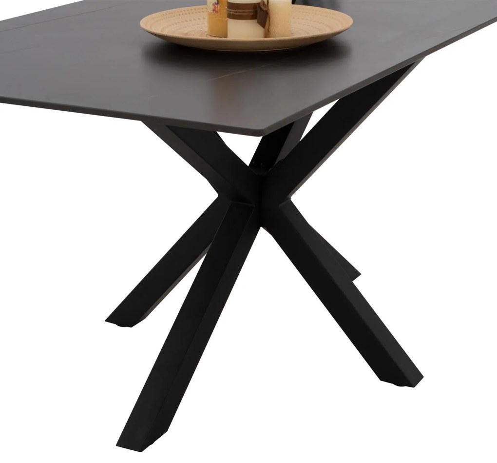 ΤΡΑΠΕΖΙ ΤΡΑΠΕΖΑΡΙΑΣ SYNTEC SINTERED STONE ΜΑΥΡΟ ΜΕΤΑΛΛΙΚΑ ΠΟΔΙΑ 160x90x75Y εκ.