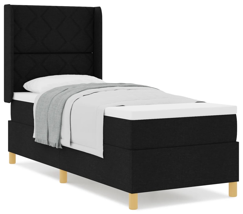 vidaXL κρεβάτι box spring με στρώμα μαύρο 80x200 εκ. ύφασμα