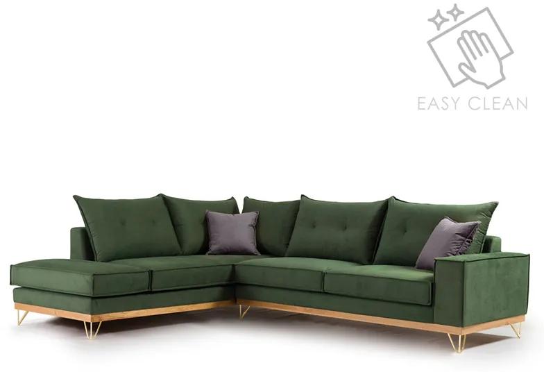 Γωνιακός καναπές δεξιά γωνία Luxury II ύφασμα κυπαρισσί-ανθρακί 290x235x95εκ Υλικό: FABRIC 168-000002