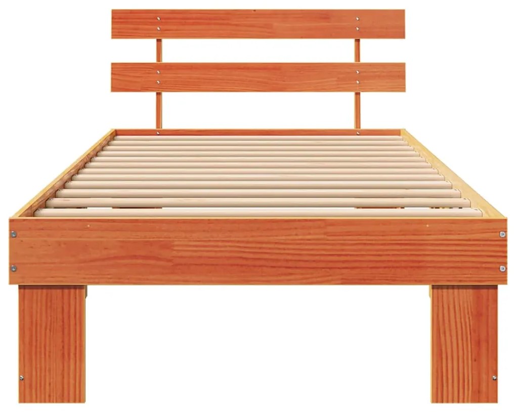 vidaXL Σκελετός Κρεβατιού Κερωτό καφέ 75 x 190 cm Στερεά ξυλεία πεύκου