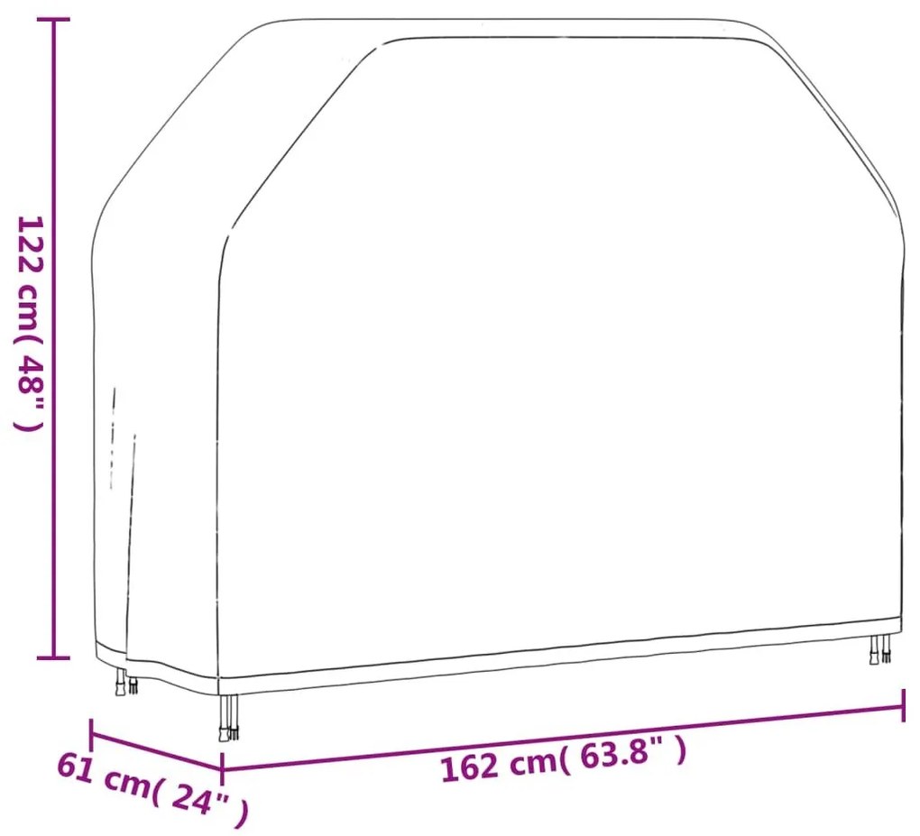 Καλύμματα Ψησταριάς 2 τεμ. 162x61x122 εκ. Ύφασμα Oxford 420D - Μαύρο