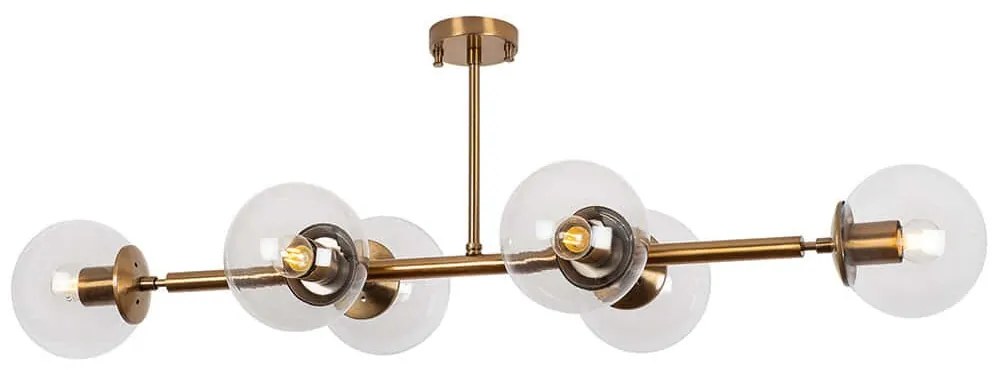 Φωτιστικό Οροφής - Πλαφονιέρα Fazli 942FLG1210 110x40x35cm 6xE14 40W Gold-Clear Opviq