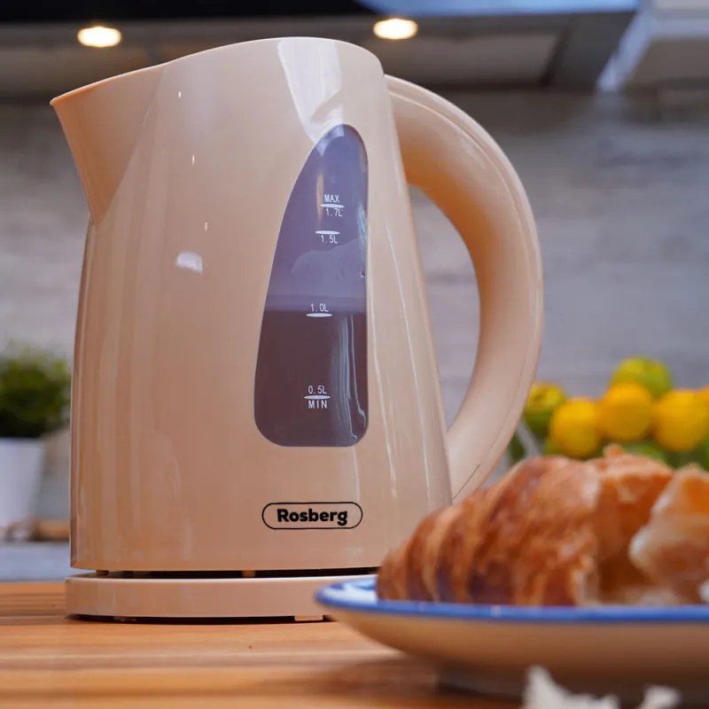 Ηλεκτρικός βραστήρας Oliver Voltz OV51230B, 2200W, 1,7 l, Φωτεινή ένδειξη, Ασύρματο, Κρέμα