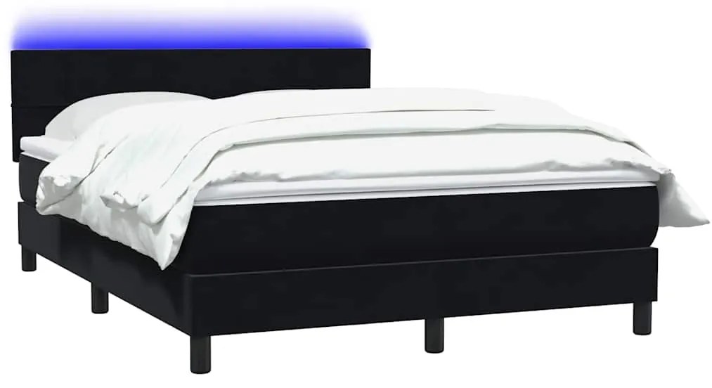 vidaXL Κρεβάτι Boxspring με Στρώμα Μαύρο 1140x210 εκ. Βελούδινο