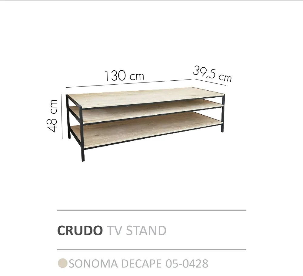 CRUDO TV STAND SONOMA DECAPE 130x39,5xH48cm - 05-0428