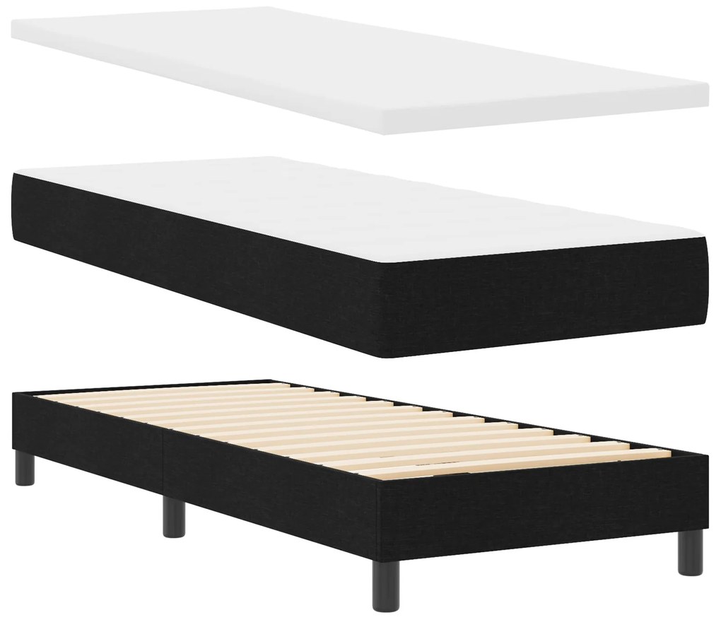 vidaXL Κρεβάτι Box Spring  με Στρώμα Μαύρο 80x200 εκ. Υφασμα