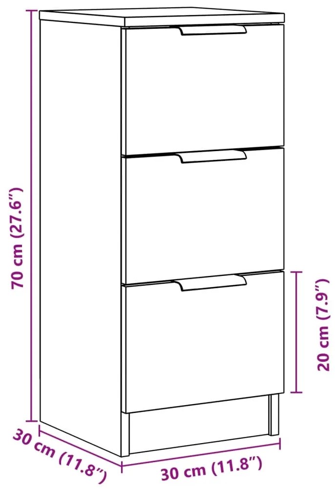 Sideboards 2 τεμάχια Artisan Oak 30x30x70cm Κατασκευασμένο ξύλο 856958