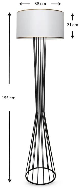 Φωτιστικό δαπέδου Faraday Megapap μέταλλο/ύφασμα χρώμα μαύρο/λευκό 38x21x155εκ.
