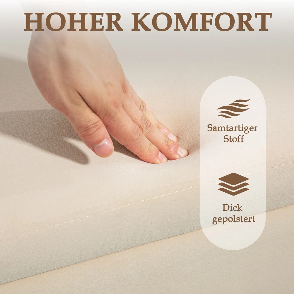 HOMCOM Τραπεζάκι-Κουτί Αποθήκευσης, Σκαμπό-Κουτί, αφρός, μέταλλο, ξύλο καουτσούκ, 100 x 40 x 42 cm, Μπεζ