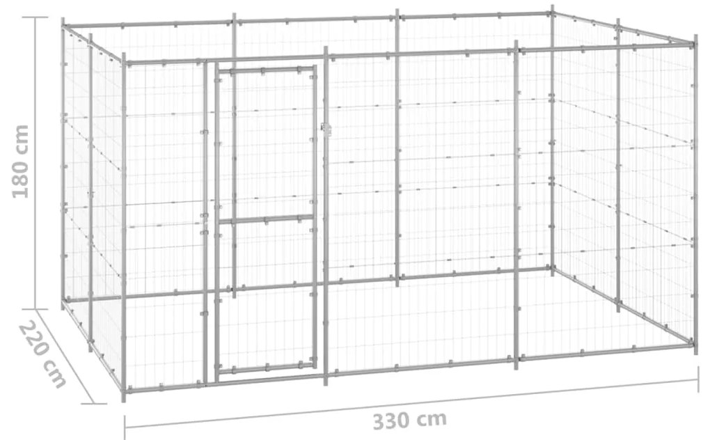 vidaXL Κλουβί Σκύλου Εξωτερικού Χώρου 7,26 μ² από Γαλβανισμένο Χάλυβα