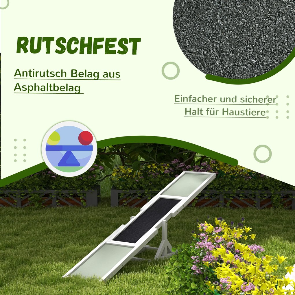 PawHut Ράμπα ισορροπίας για σκύλους για εκπαίδευση Agility, αντιολισθητική, αντοχή έως 50 kg, 180 x 30 x 30 cm