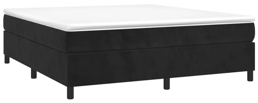 Κρεβάτι Boxspring με Στρώμα Μαύρο 180x200 εκ. Βελούδινο - Μαύρο