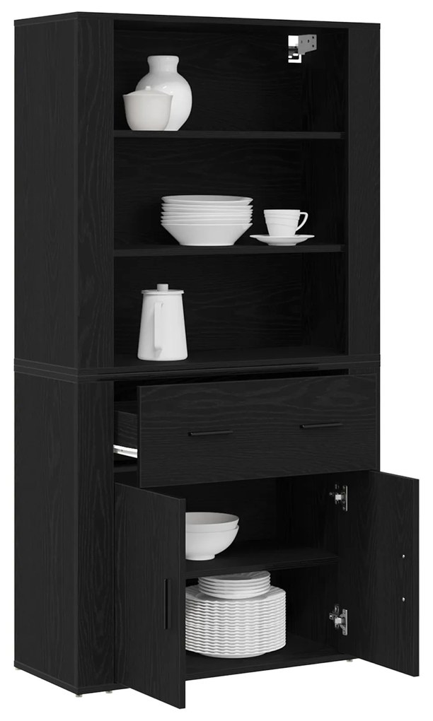 vidaXL Μπουφές Μαύρη δρυς 80 x 33 x 150 εκ Επεξεργασμένο ξύλο