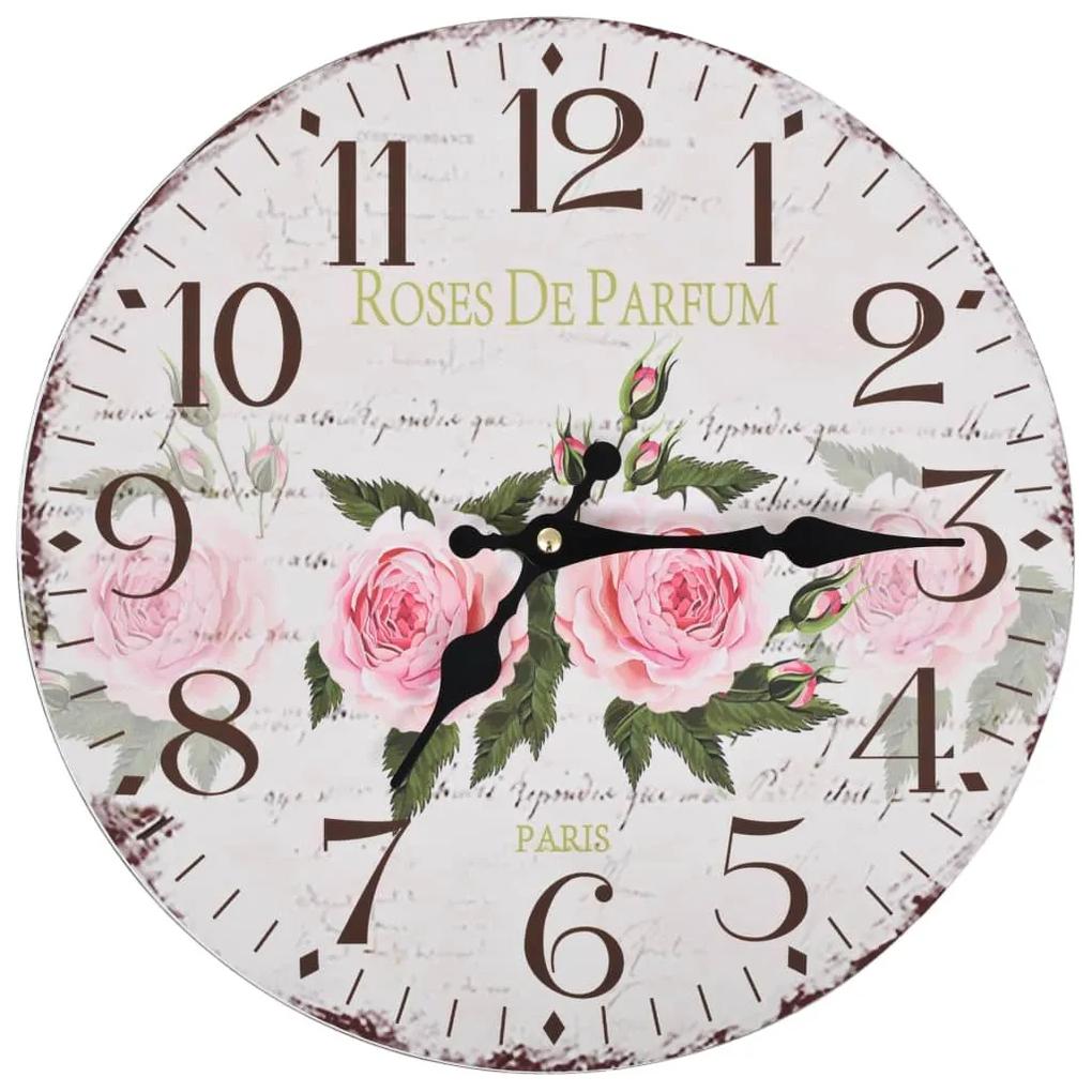 Ρολόι Τοίχου Vintage Λουλούδι 30 εκ. - Πολύχρωμο