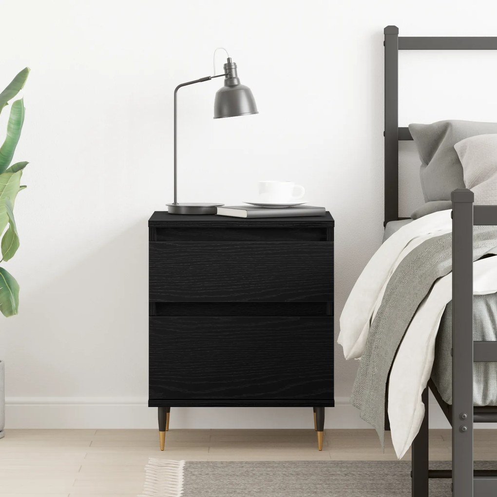 vidaXL Κομοδίνο Μαύρο Δρυς 40x35x50 εκ. Επεξεργασμένο ξύλο