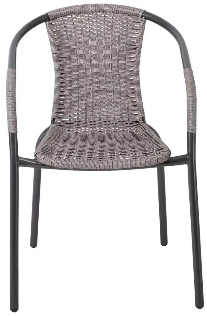 BALENO Πολυθρόνα Μέταλλο Βαφή Ανθρακί, Wicker Mixed Grey