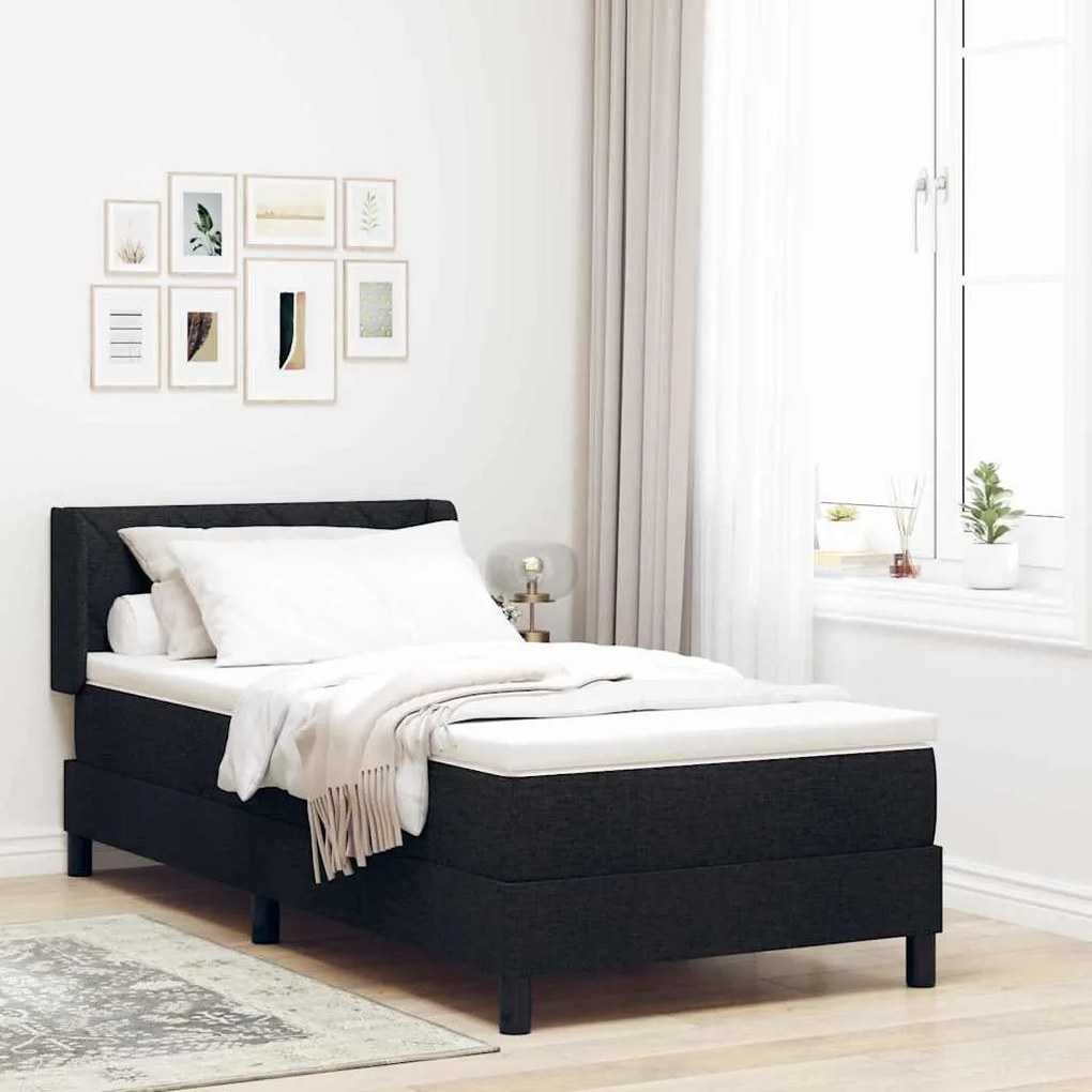 Κρεβάτι box spring με στρώμα με στρώμα Μαύρο 90 x 200 cm