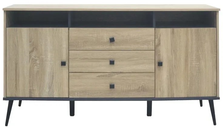 Μπουφές Zezan σε sonoma-ανθρακί απόχρωση 140.5x41.5x80εκ 140.5x41.5x80 εκ.