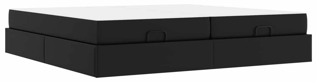 Σκελετός κρεβατιού με στρώμα με στρώμα 2 pcs Μαύρο PVC